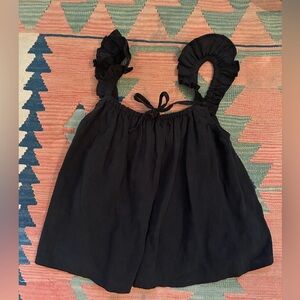 Boheme goods linen ruffle top black size 2